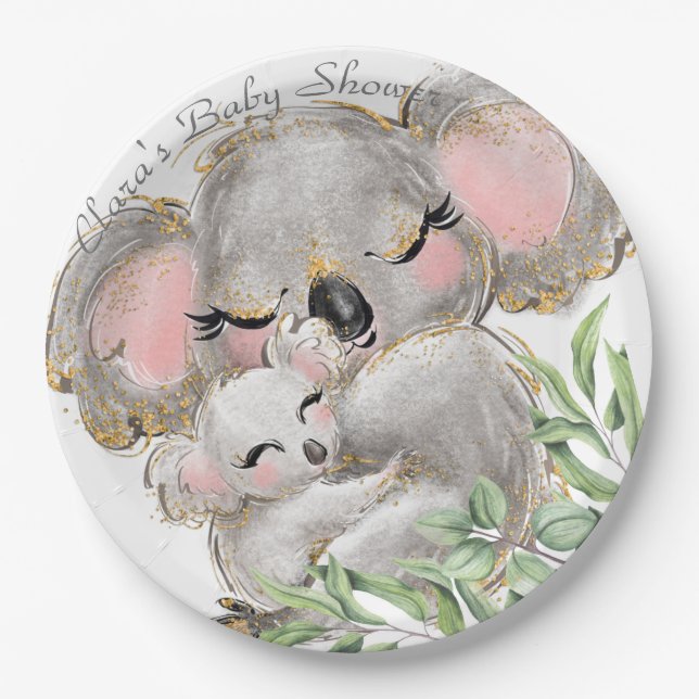 Assiettes En Carton Adorable Koala Baby, maman Baby shower plaque de p (Devant)