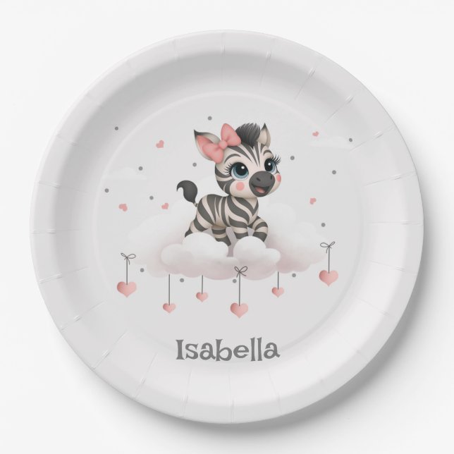 Assiettes En Carton Adorable little cartoon zebra  (Devant)