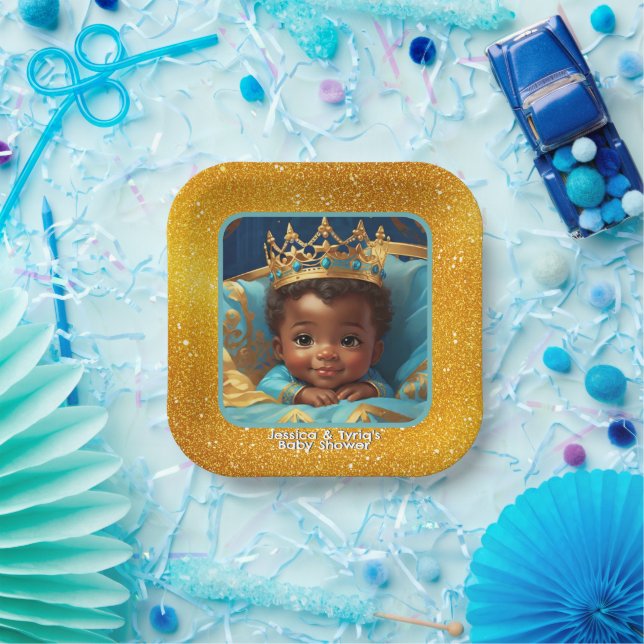 Assiettes En Carton Adorable Prince africain Baby shower royal / Anniv (Fête)
