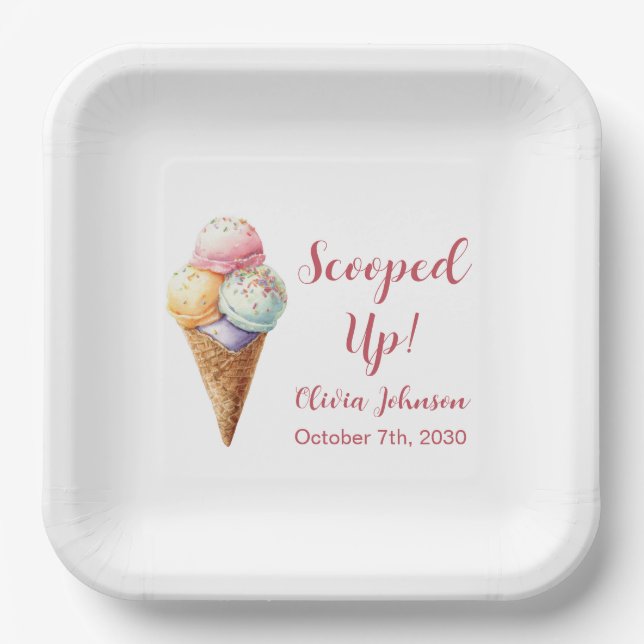 Assiettes En Carton Adorable Scooped Up Ice Cream Bridal Shower (Recto)