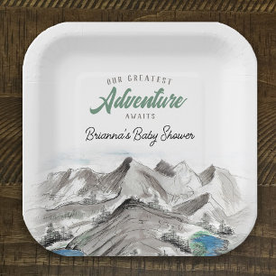 Assiettes En Carton Adventure Await Forest Baby shower Mountains