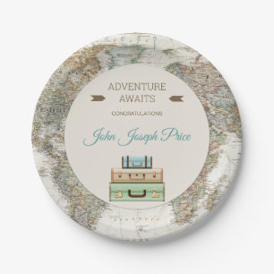 Assiettes En Carton Adventure Await World Travel Map Moderne