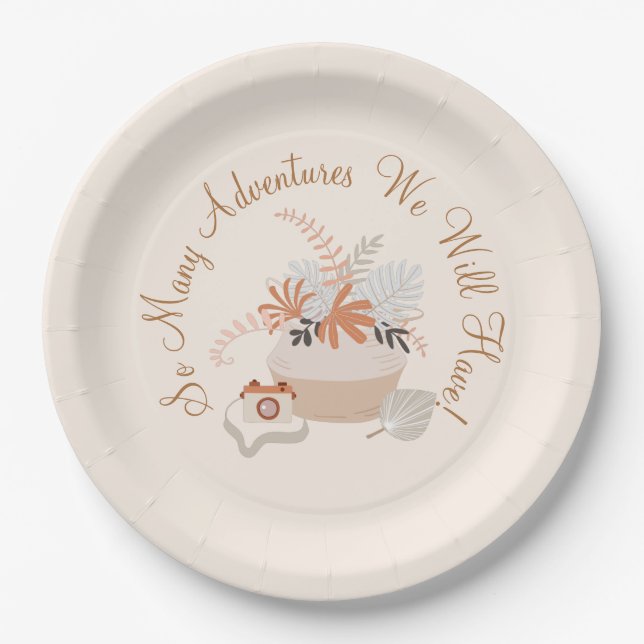 Assiettes En Carton Adventure Little Explore Boho Douche Plaque en pap (Devant)