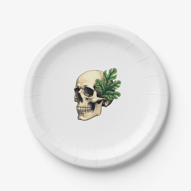Assiettes En Carton Aesthetic Goth Grunge Skull Tropical Monstera Leaf (Devant)