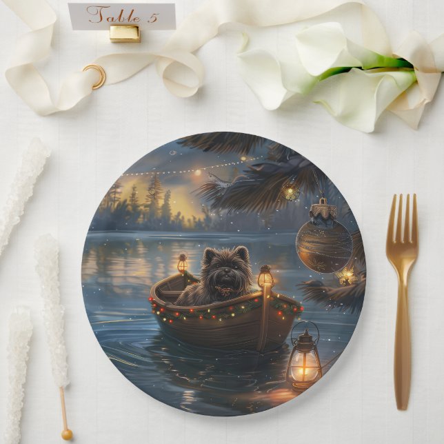 Assiettes En Carton Affenpinscher Festive Christmas Voyage (Mariage)