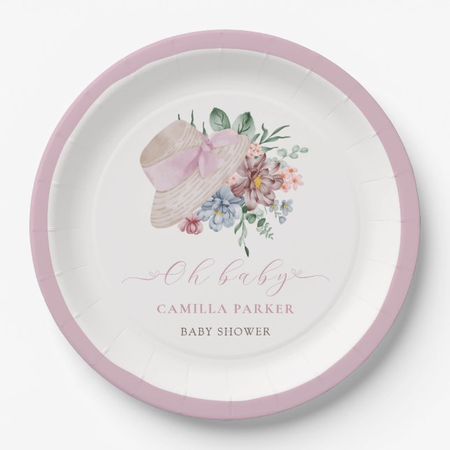 Assiettes En Carton Affiche de bienvenue Baby shower Casquette Spring  (Devant)