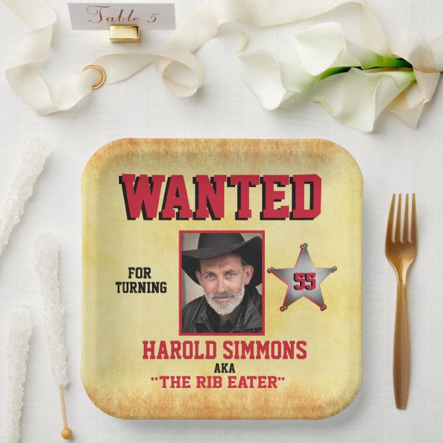 Assiettes En Carton Affiche de naissance Wanted Western (Mariage)