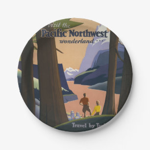 Assiettes En Carton Affiche de voyage vintage Pacific Northwest 1925 T