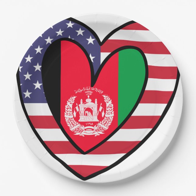 Assiettes En Carton Afghan American Heart Valentines Day Cadeau Mariag (Devant)