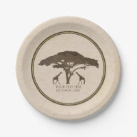 African Safari Deux Giraffes & Tree Vintage Weddin