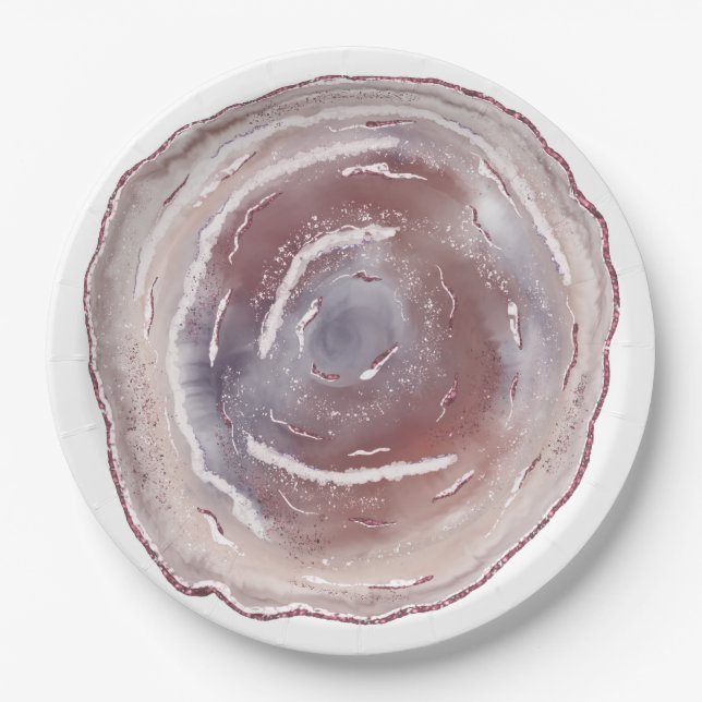 Assiettes En Carton Agate rose  (Devant)