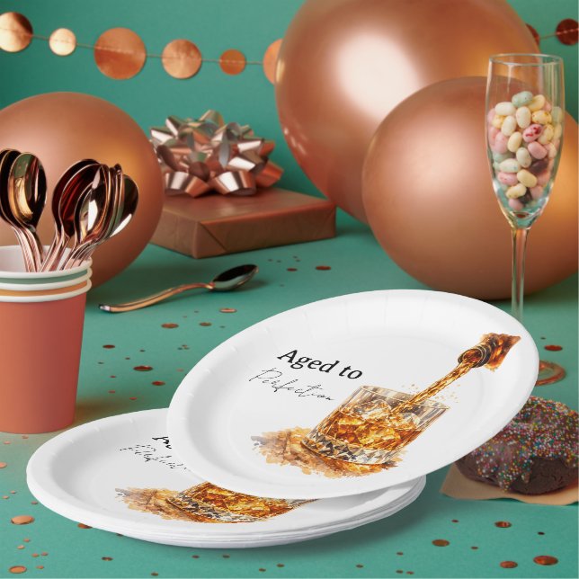 Assiettes En Carton Aged To Perfection Men’s Birthday Party (Multi)