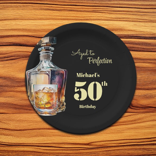 Assiettes En Carton Aged to Perfection Men's 50th Whiskey Birthday  (Créateur téléchargé)