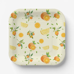 Assiettes En Carton Agrumes TROPICALES FRUITS D'ÉTÉ Citron orange tran
