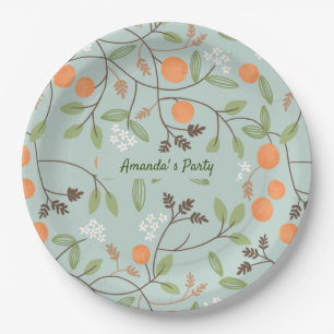 Assiettes En Carton Agrumes verts et fleurs d'orange