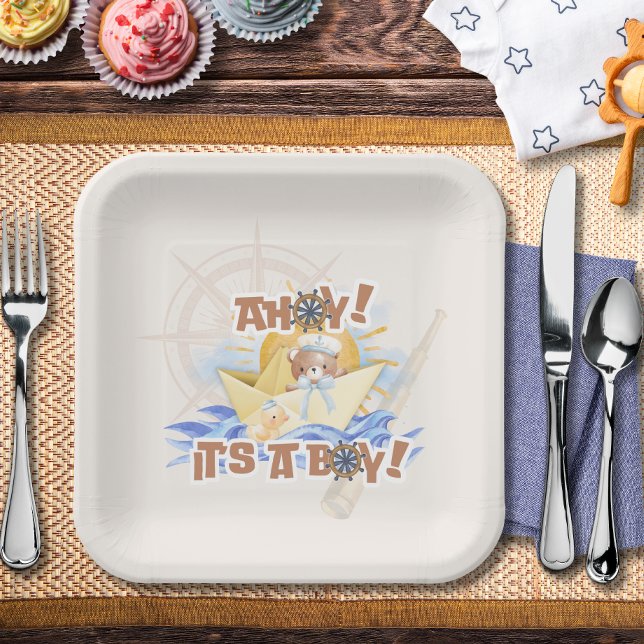 Assiettes En Carton Ahoy ! Baby shower garçon (Créateur téléchargé)