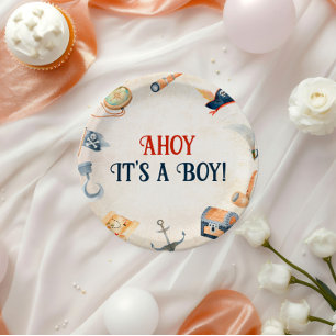 Assiettes En Carton Ahoy C'est un Baby shower de pirates