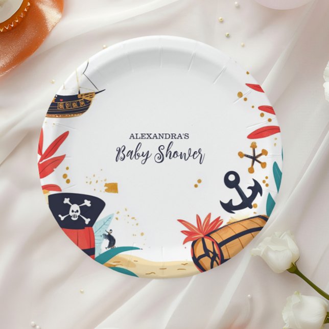 Assiettes En Carton Ahoy C'est un garçon Bateau Pirate Baby shower nau (Créateur téléchargé)