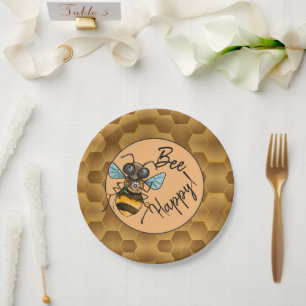 Assiettes En Carton Aie Du Bonheur ! Abeille de miel mignonne