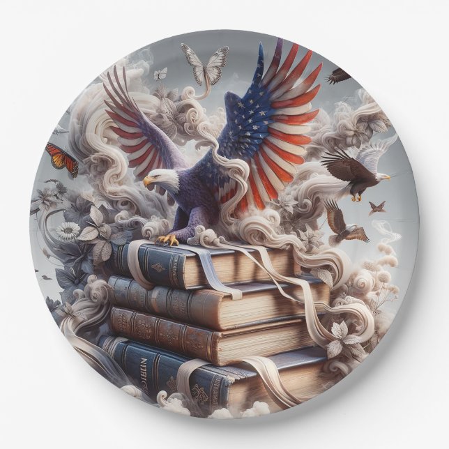 Assiettes En Carton aigle américain (Devant)