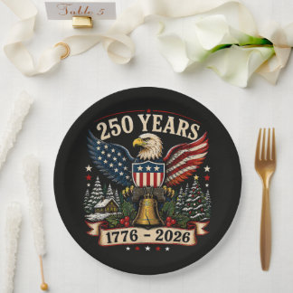 Assiettes En Carton Aigle de Noël patriotique du 250e anniversaire des