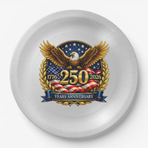 Assiettes En Carton Aigle emblème du 250e anniversaire des États-Unis 