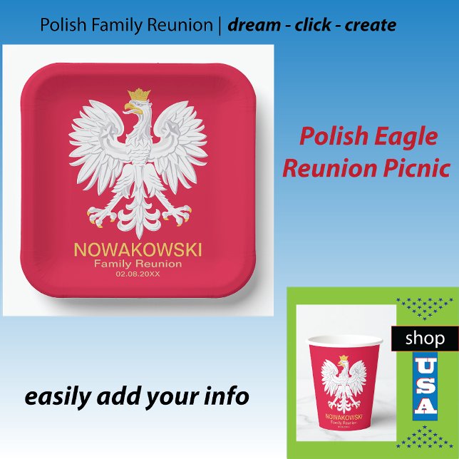Assiettes En Carton Aigle polonaise 🦅 Polski Pologne Crest Réunion (Créateur téléchargé)