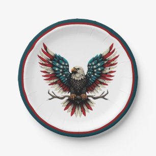 Assiettes En Carton Aigle rustique patriotique américain/américain cha