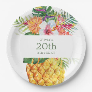 Assiettes En Carton Aiguille tropicale Plaque de papier d'anniversaire