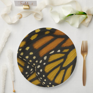 Assiettes En Carton Aile de papillon monarque jaune orange Mariposa
