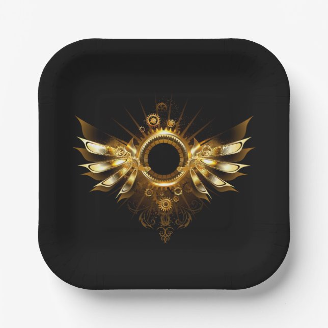 Assiettes En Carton Ailes de Steampunk (Recto)