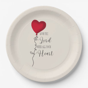 Assiettes En Carton Aime le Seigneur & Ballon en forme de cœur
