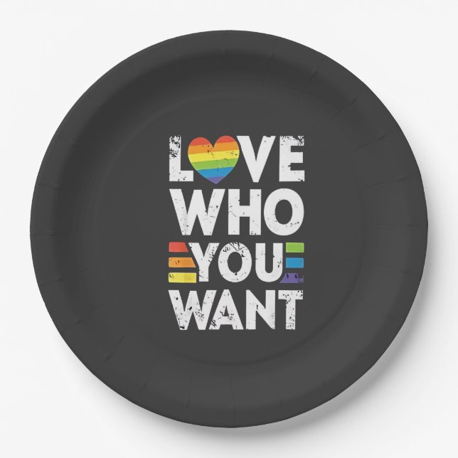 Assiettes En Carton Aimez Qui Vous Voulez Mois De Fierté LGBT (Devant)