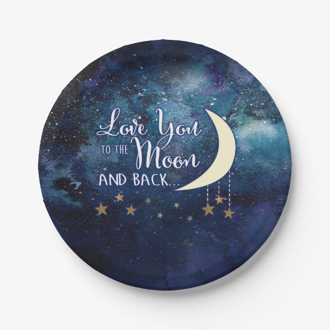 Assiettes En Carton Aimez-vous à la lune et les plaques de papier arri (Devant)