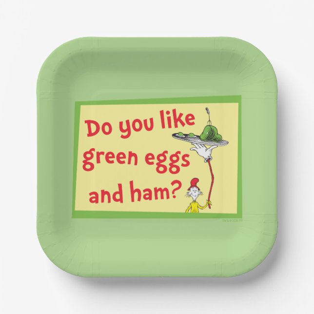 Assiettes En Carton Aimez-vous les œufs verts et le jambon ? (Recto)