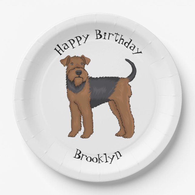 Assiettes En Carton Airedale terrier dog cartoon (Devant)