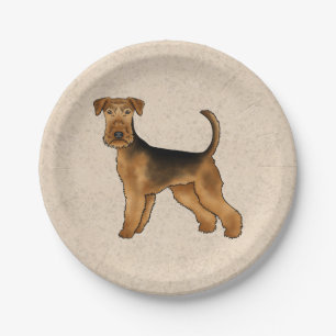 Assiettes En Carton Airedale Terrier mignon Dessin De Caricature Chien