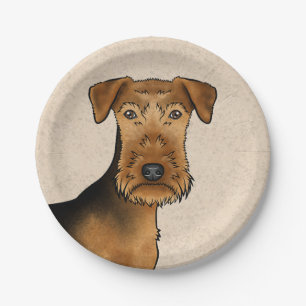 Assiettes En Carton Airedale Terrier mignon Tête De Dessin Sur Chien B