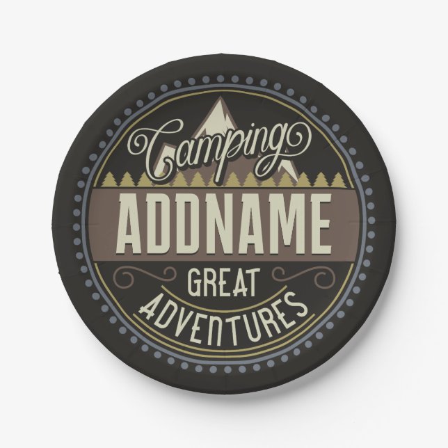 Assiettes En Carton AJOUT Personnalisé Family Camp Trip Camping Réunio (Devant)