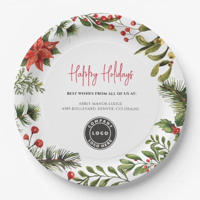 Assiettes En Carton Ajouter Business Logo Holidays Company Annual Even (Devant)