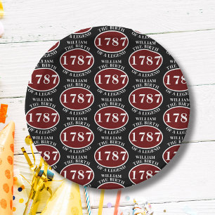 Assiettes En Carton Ajouter Nom Et Année Anniversaire Noir