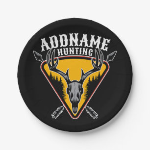 Assiettes En Carton AJOUTER NOM Hunter Elk Crâne Gros Antlers Chasse a