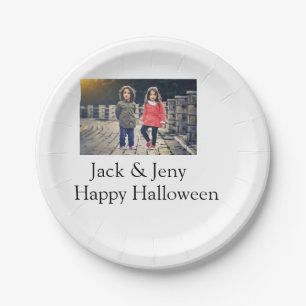 Assiettes En Carton ajouter nom photo texte Halloween enfant fille gar