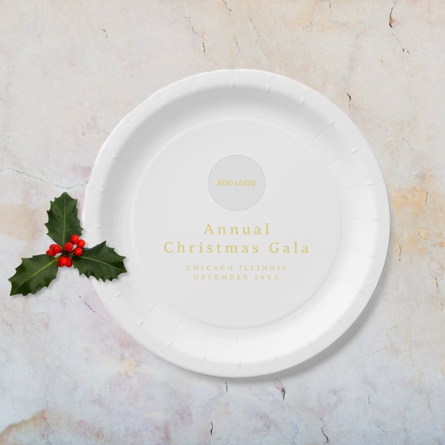 Assiettes En Carton Ajouter un logo Gold et une plaque de papier blanc (Add Logo Gold and White Paper Plate)