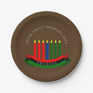 Assiettes En Carton Ajouter un nom Année Bougies Kwanzaa 7"