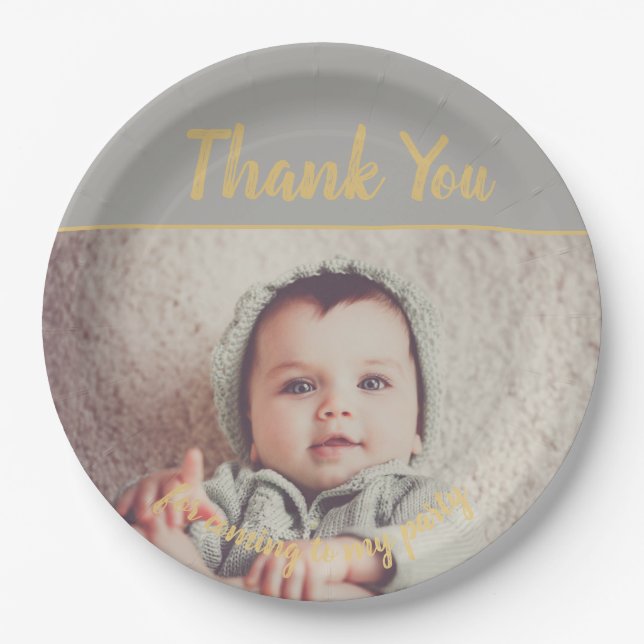 Assiettes En Carton Ajoutez votre propre photo Merci d'anniversaire (Devant)
