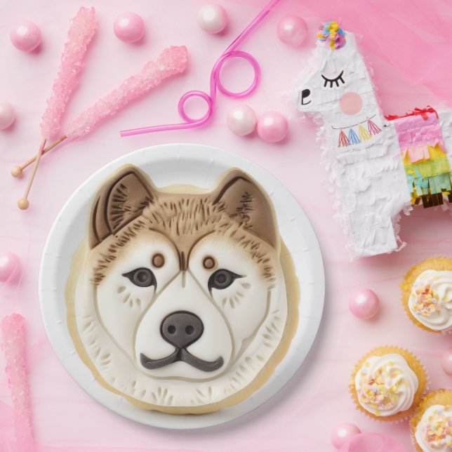 Assiettes En Carton Akita Chien 3D Inspiré (Fête)