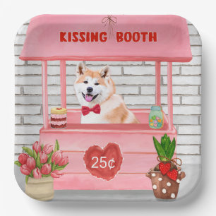 Assiettes En Carton Akita Chien Valentine's Day Kissing Booth