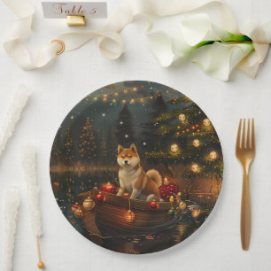 Assiettes En Carton Akita Christmas Festive Voyage