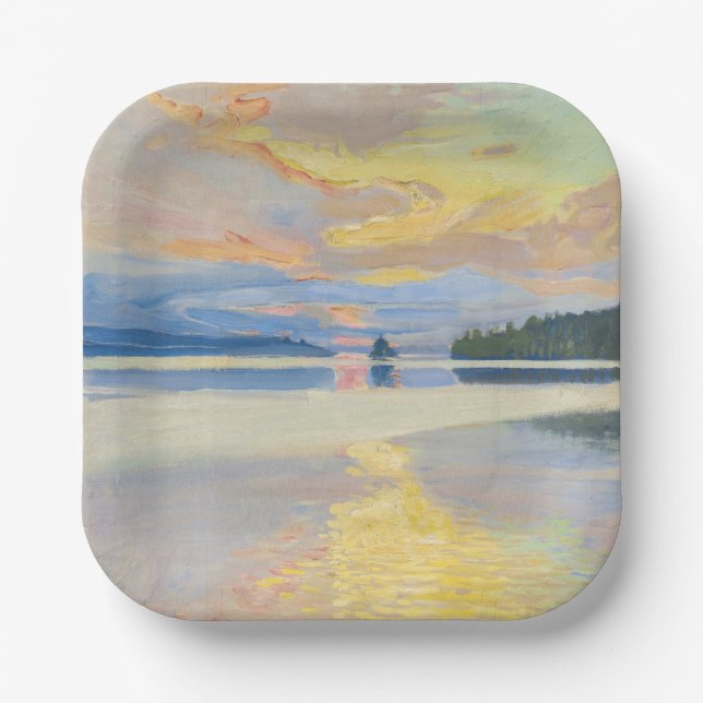 Assiettes En Carton Akseli Gallen-Kallela - Coucher de soleil sur le l (Recto)